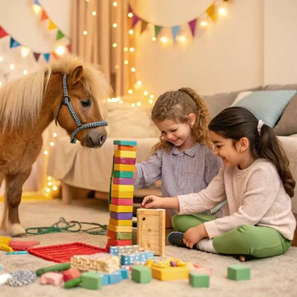 Kids learn hopw to build puzzles and eye and hand co-ordination as they also learn to ride horse